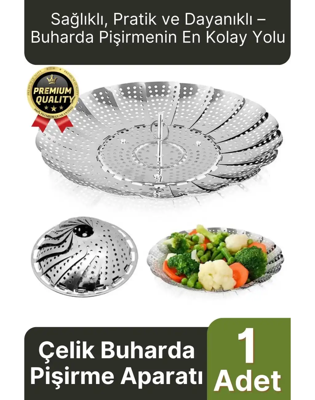 Özel Seri Katlanıp Açılabilir Paslanmaz Çelik Tencere Sebze Buharda Pişirme Haşlama Aparatı Sepeti