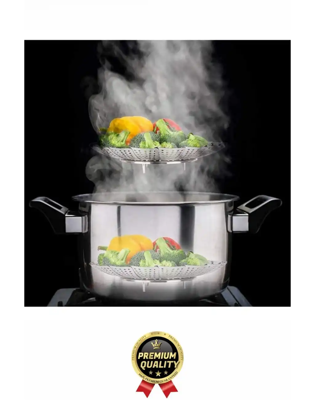 Özel Seri Katlanıp Açılabilir Paslanmaz Çelik Tencere Sebze Buharda Pişirme Haşlama Aparatı Sepeti