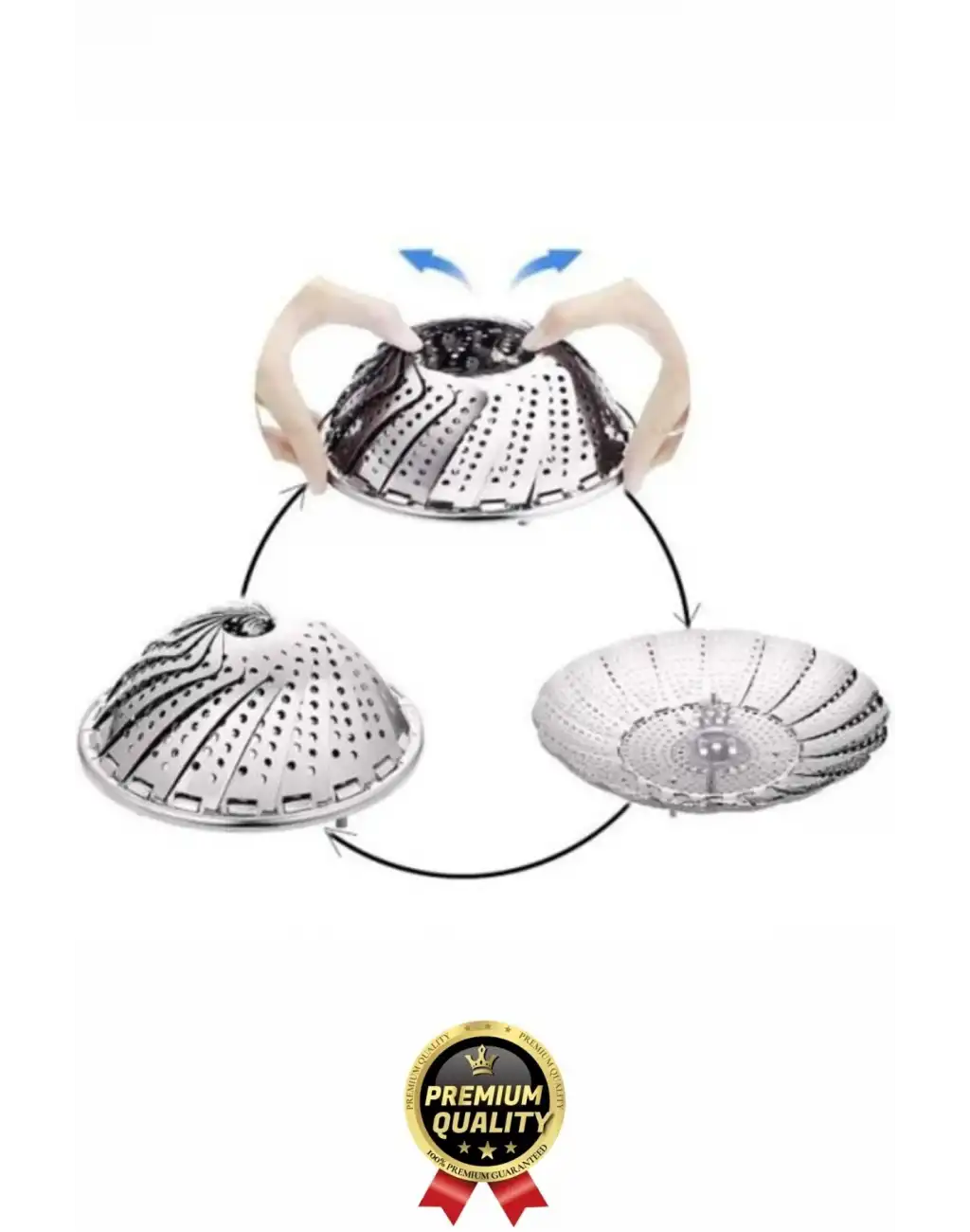 Özel Seri Katlanıp Açılabilir Paslanmaz Çelik Tencere Sebze Buharda Pişirme Haşlama Aparatı Sepeti