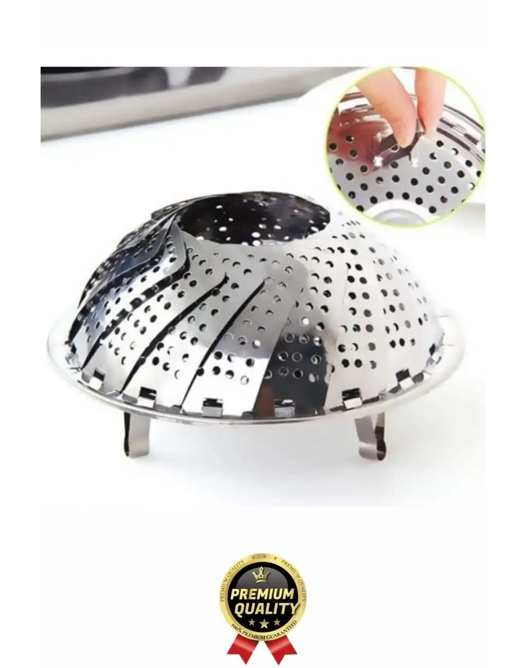 Özel Seri Katlanıp Açılabilir Paslanmaz Çelik Tencere Sebze Buharda Pişirme Haşlama Aparatı Sepeti