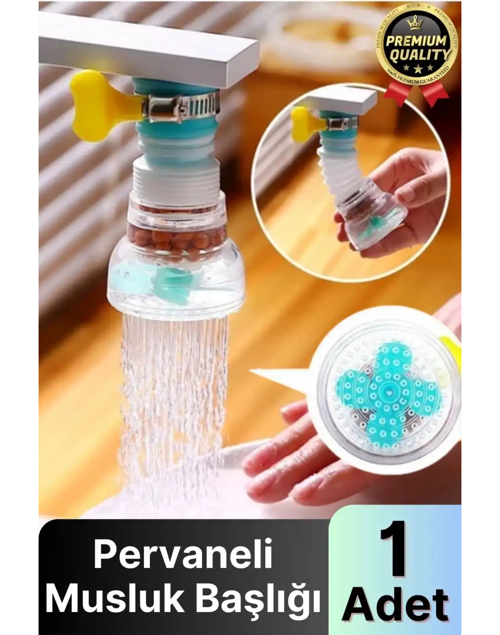 Özel Üretim Dayanıklı Su Tasarruflu Filtreli 360 Derece Oynar Mineral Taşlı Pervaneli Musluk Başlığı