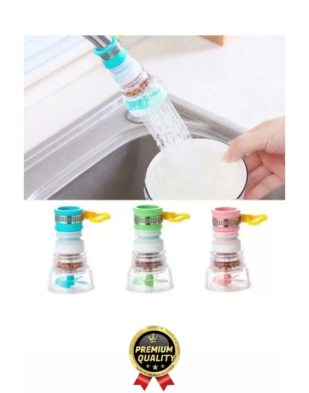 Özel Üretim Dayanıklı Su Tasarruflu Filtreli 360 Derece Oynar Mineral Taşlı Pervaneli Musluk Başlığı