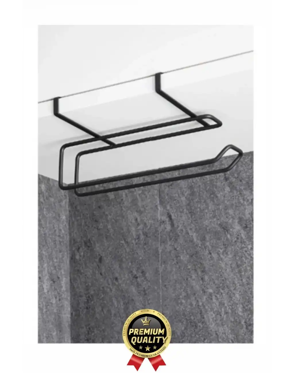 Özel Üretim Pratik Dayanıklı Dolap Kapağına Uyumlu Paslanmaz Metal Siyah Kağıt Havluluk Askı 28x13cm