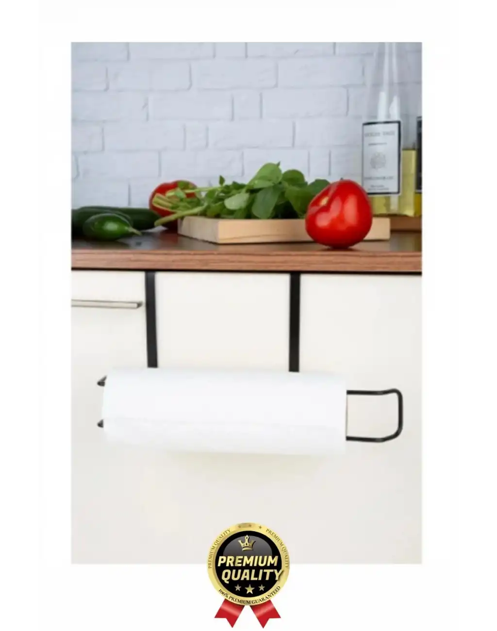 Özel Üretim Pratik Dayanıklı Dolap Kapağına Uyumlu Paslanmaz Metal Siyah Kağıt Havluluk Askı 28x13cm