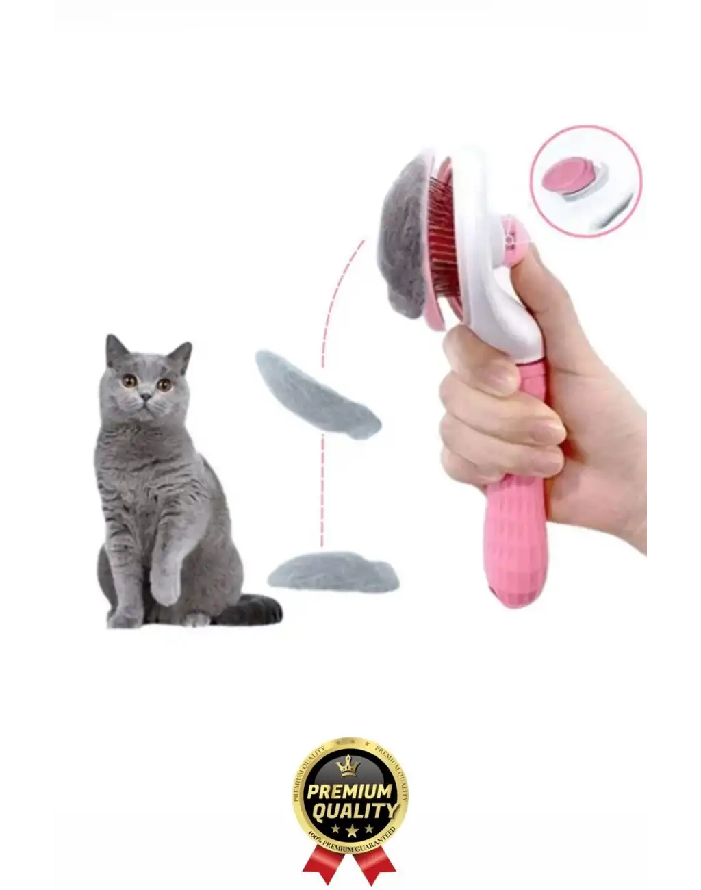 Özel Üretim Pembe Kendini Temizleyen Otomatik Tuşlu Evcil Hayvan Pet Tüy Toplayıcı Kedi Köpek Tarağı