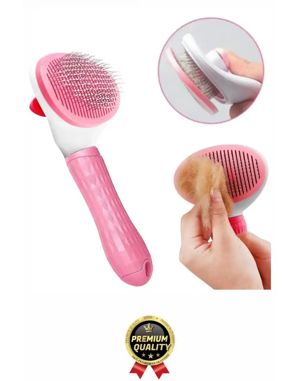 Özel Üretim Pembe Kendini Temizleyen Otomatik Tuşlu Evcil Hayvan Pet Tüy Toplayıcı Kedi Köpek Tarağı