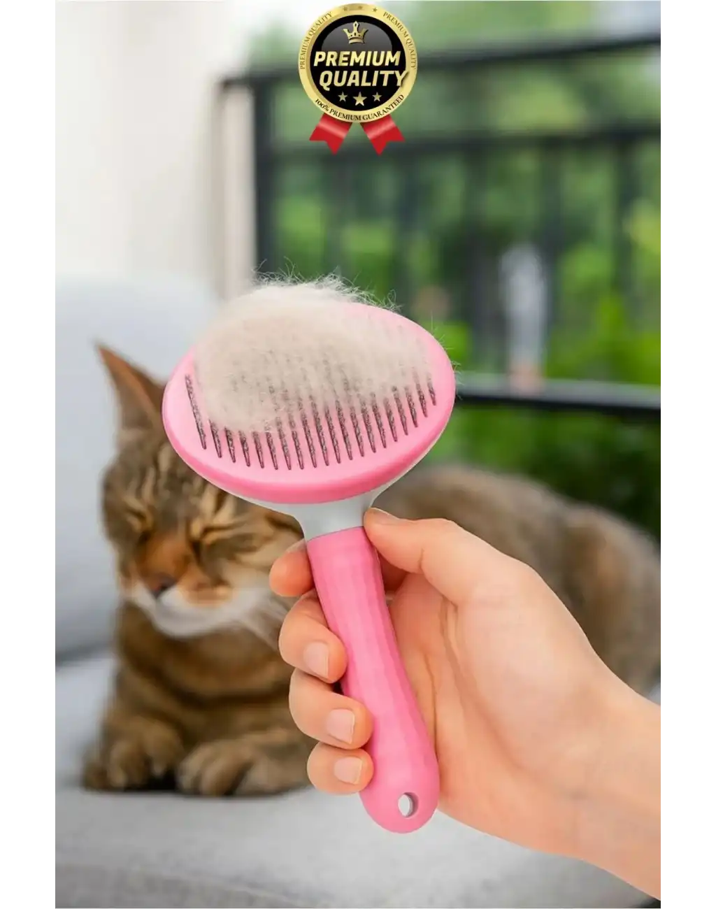 Özel Üretim Pembe Kendini Temizleyen Otomatik Tuşlu Evcil Hayvan Pet Tüy Toplayıcı Kedi Köpek Tarağı