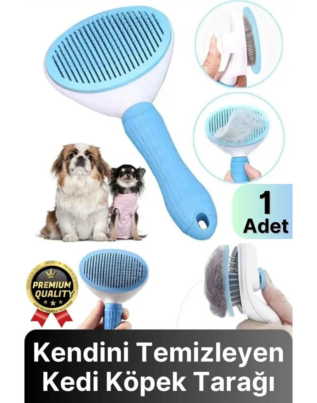 Özel Üretim Mavi Kendini Temizleyen Otomatik Tuşlu Evcil Hayvan Pet Tüy Toplayıcı Kedi Köpek Tarağı