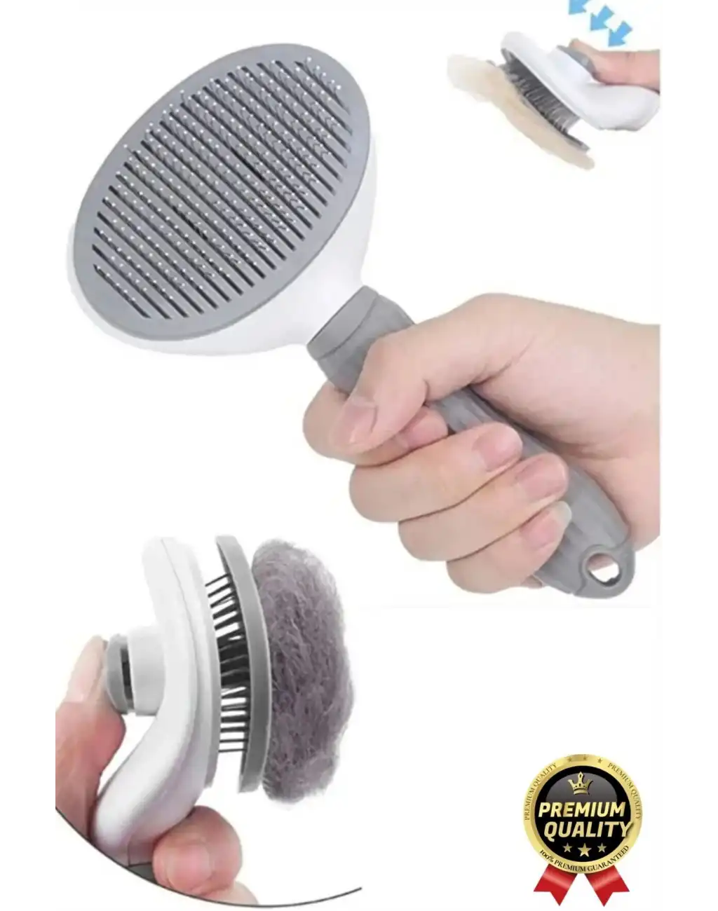 Özel Üretim Gri Kendini Temizleyen Otomatik Tuşlu Evcil Hayvan Pet Tüy Toplayıcı Kedi Köpek Tarağı