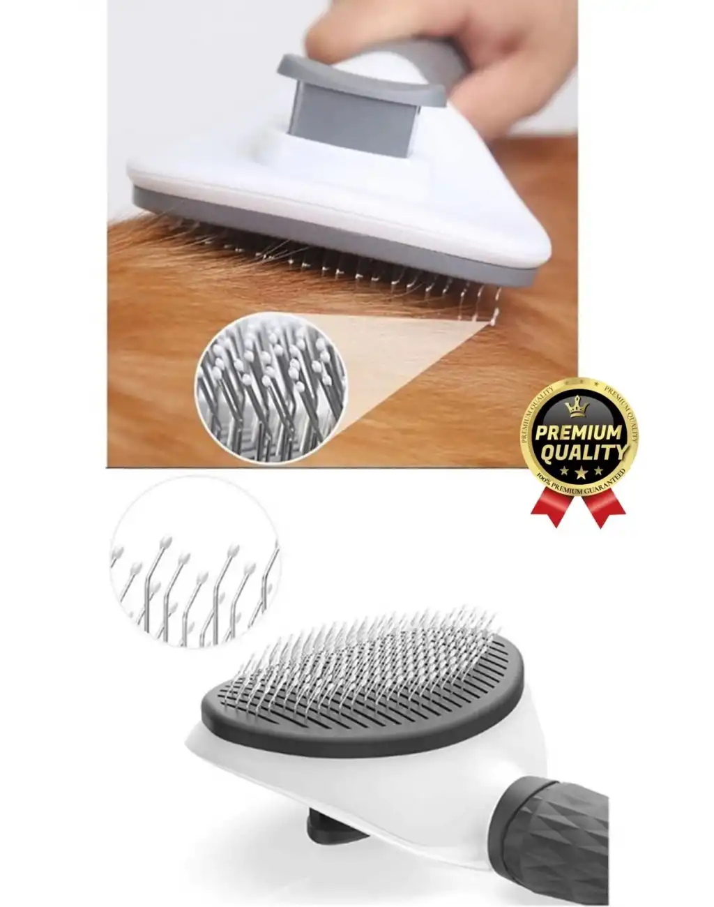 Özel Üretim Gri Kendini Temizleyen Otomatik Tuşlu Evcil Hayvan Pet Tüy Toplayıcı Kedi Köpek Tarağı