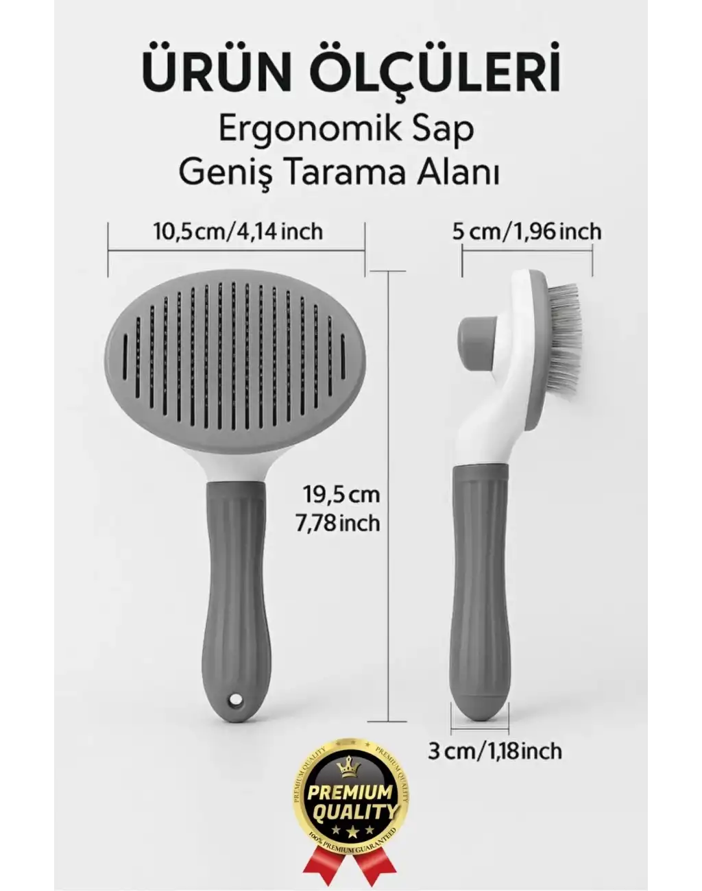 Özel Üretim Gri Kendini Temizleyen Otomatik Tuşlu Evcil Hayvan Pet Tüy Toplayıcı Kedi Köpek Tarağı