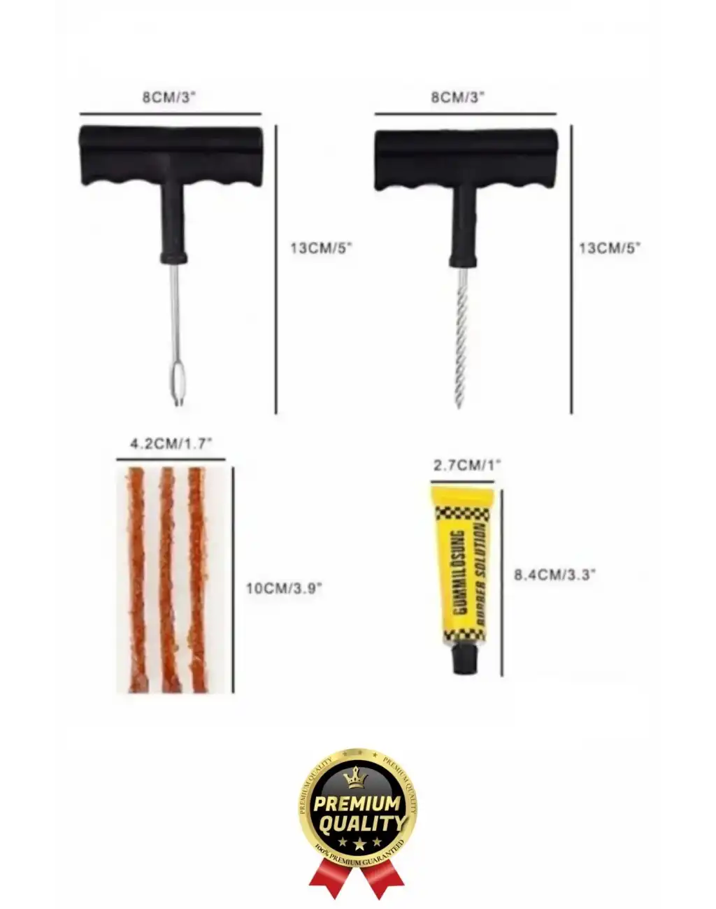 Çok Amaçlı Pratik Patlayan Tekerlek Araç Bisiklet Lastik Tamir Kiti Macun Fitil Atma Seti 6 Parça