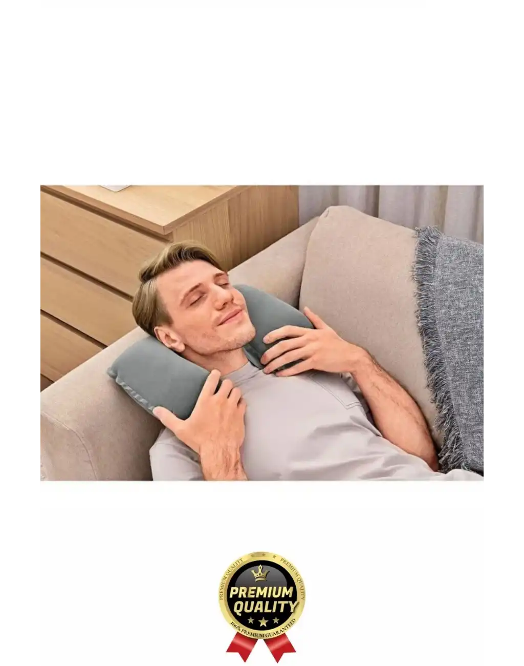 Özel Üretim Portatif Rahat Konforlu Seyahat Yolculuk Araba Uçak Kadife Ortopedik Şişme Boyun Yastığı