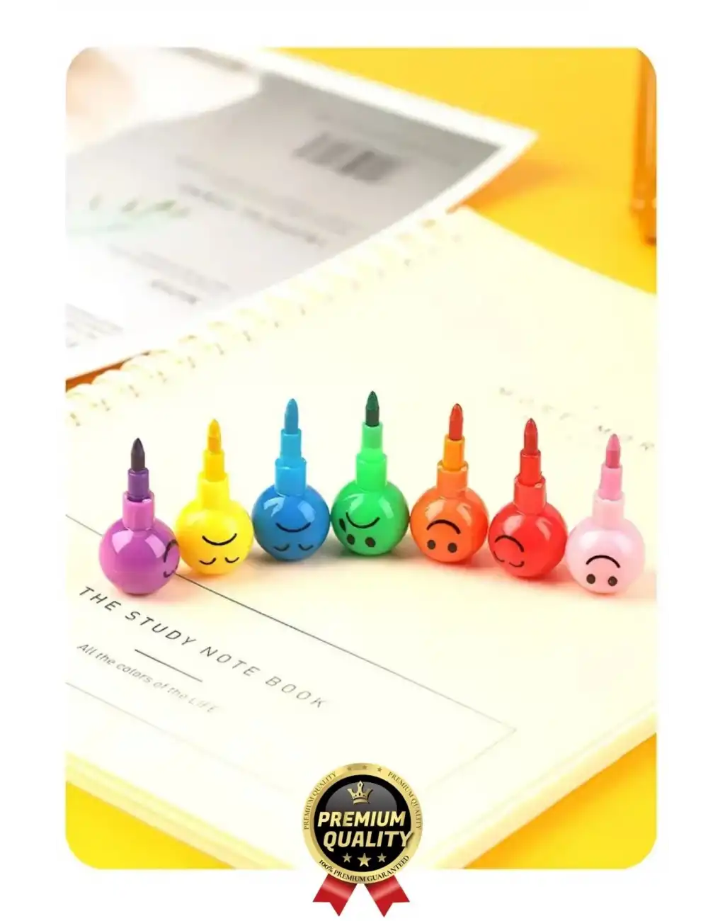 Özel Seri İlkokul Okul Öğrenci Renkli Hafif Eğlenceli Emoji Yüzlü Yumurtlayan Mini Kalem 4lü Set