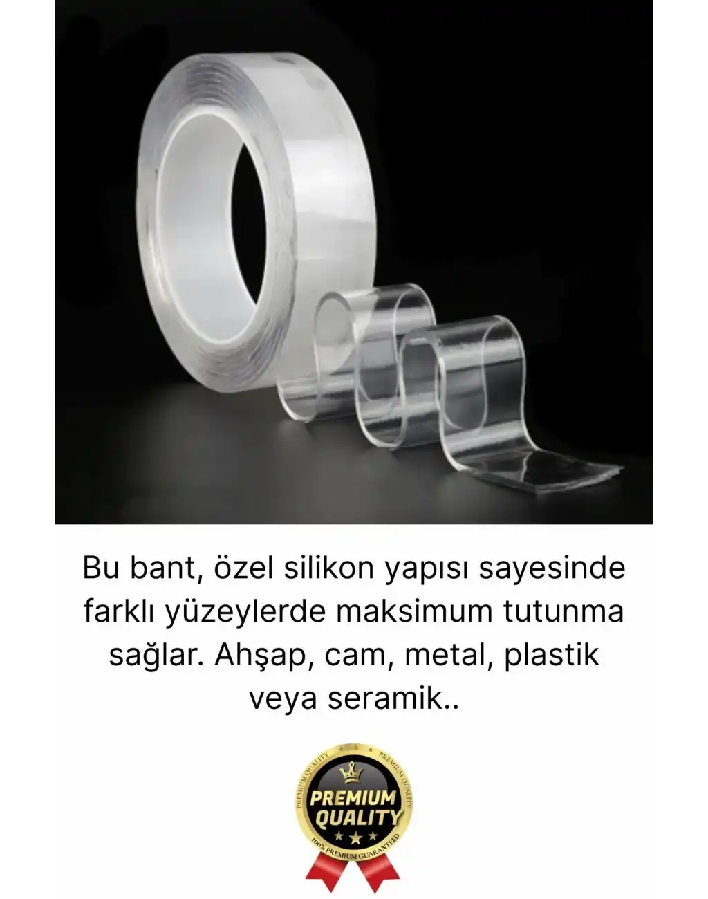 Çok Amaçlı Çift Taraflı İz Bırakmaz Montaj Tamir Bandı Şeffaf Güçlü Silikon Bant 18mm X 2mt 1 Adet