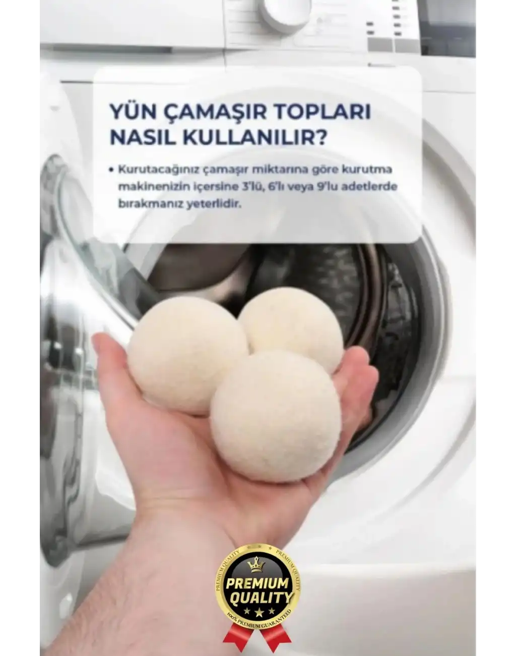 Sürtünme Engellen Kırışıklık Azaltıcı Çabuk Kuruma Yün Çamaşır Makinesi Kurutma Topu Yumuşatıcı 3lü