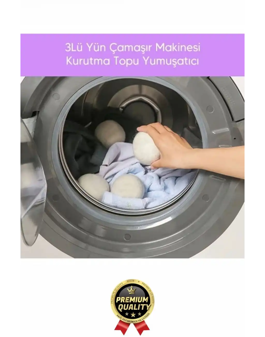 Sürtünme Engellen Kırışıklık Azaltıcı Çabuk Kuruma Yün Çamaşır Makinesi Kurutma Topu Yumuşatıcı 3lü