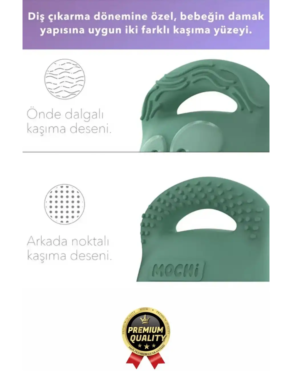 Eğlenceli Yumuşak Esnek Bpa İçermeyen Diş Çıkarma Dönemi Kaşıma Silikon Yeşil Bebek Diş Kaşıyıcı