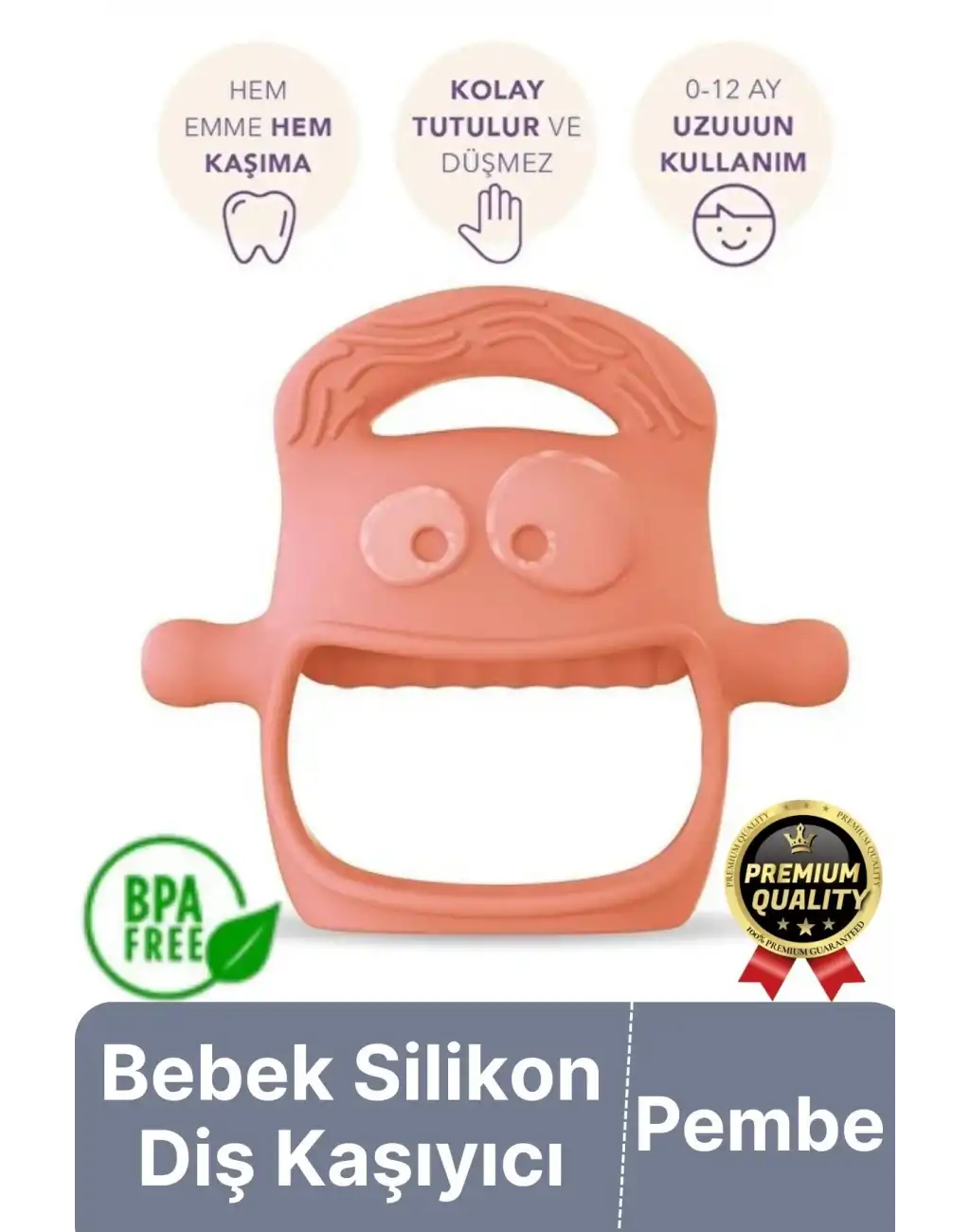 Eğlenceli Yumuşak Esnek Bpa İçermeyen Diş Çıkarma Dönemi Kaşıma Silikon Pembe Bebek Diş Kaşıyıcı