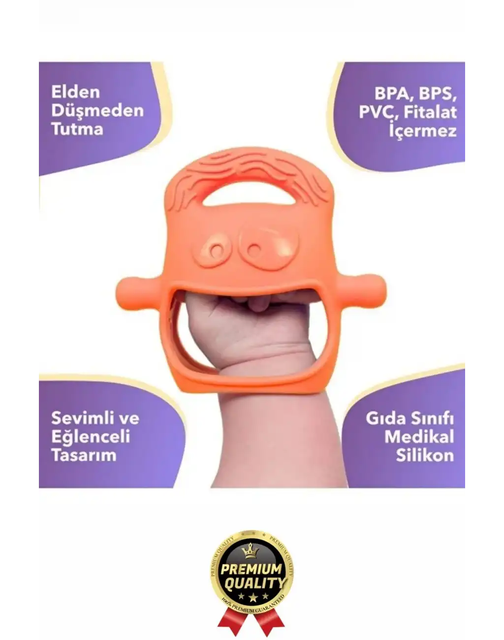 Eğlenceli Yumuşak Esnek Bpa İçermeyen Diş Çıkarma Dönemi Kaşıma Silikon Pembe Bebek Diş Kaşıyıcı