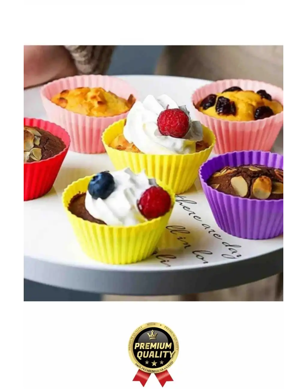 Yeni Üretim Esnek Dayanıklı Yapışmaz BPA İçermez Fırın Silikon Kek Muffin Cupcake Kalıbı 12 Adet