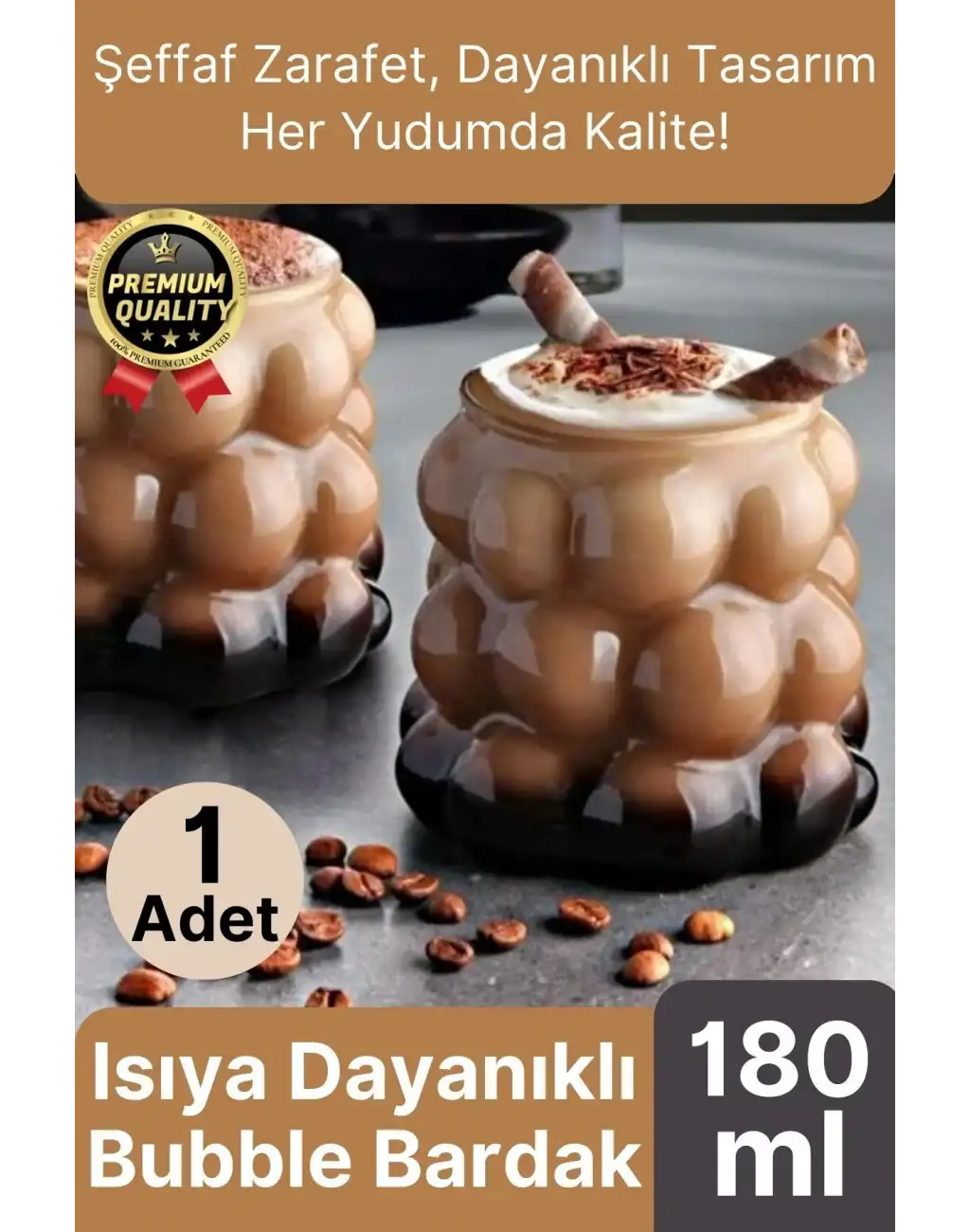 Özel Çeyiz Şeffaf İnce Şık Latte Meşrubat Kahve Çay Borosilikat Üzüm Model Bubble Bardak 180 Ml
