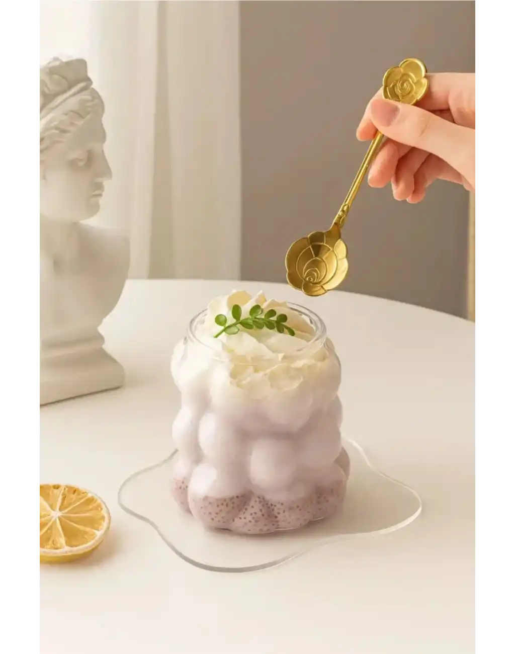 Özel Çeyiz Şeffaf İnce Şık Latte Meşrubat Kahve Çay Borosilikat Üzüm Model Bubble Bardak 180 Ml