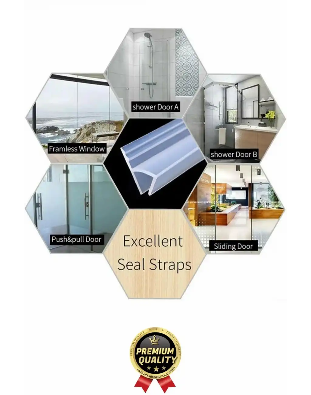 Çok Amaçlı Su Soğuk geçirmez Kapı Pencere Cam Duşakabin Yalıtım Silikon Kenar Koruyucu 1.2 cm x 1 mt