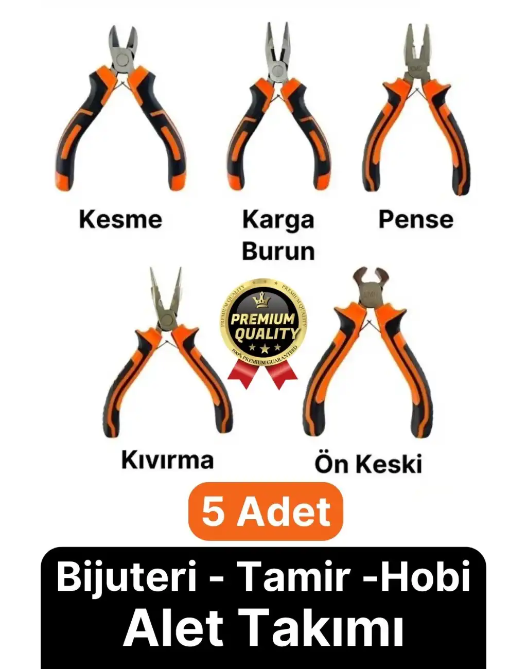 Profesyonel Bijuteri Set Dayanıklı Kıvırma Kesme Pense Yan Keski Karga Burun Hobi Alet Takımı 5 Adet