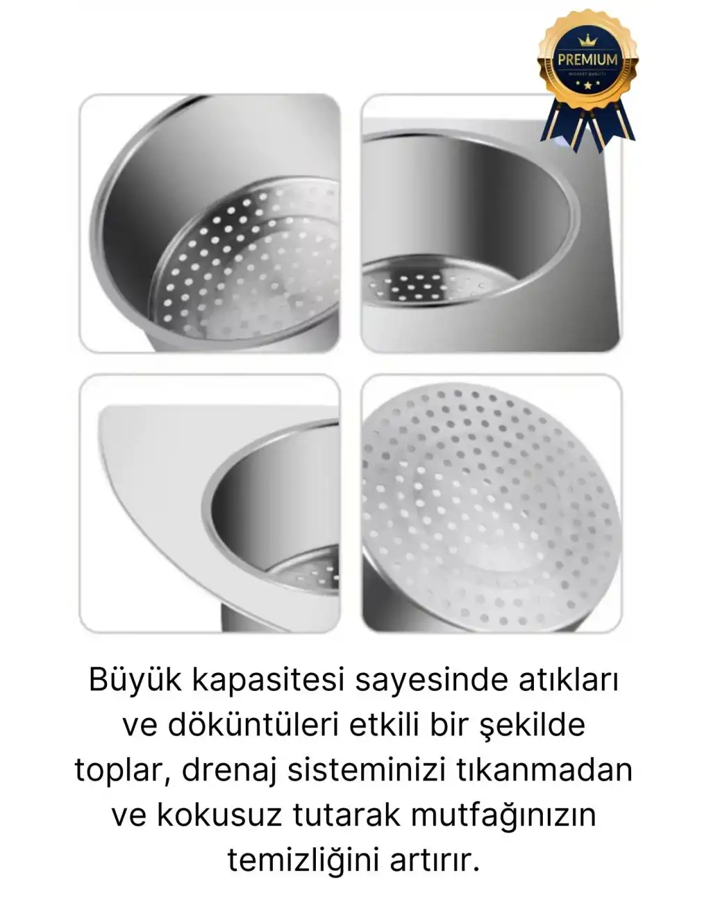 Premium Modern Paslanmaz Çelik Kuğu Tasarımlı Süzgeçli Asılabilen Tezgah Üstü Lavabo Drenaj Sepeti