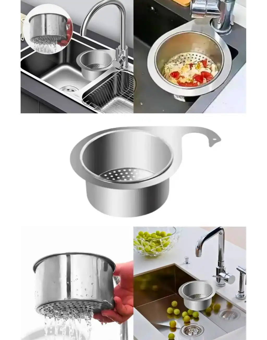 Premium Modern Paslanmaz Çelik Kuğu Tasarımlı Süzgeçli Asılabilen Tezgah Üstü Lavabo Drenaj Sepeti