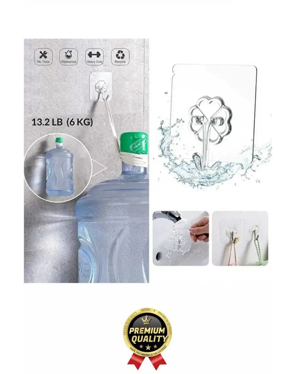 Çok Amaçlı Süper Güçlü Kendinden Yapışkanlı Kolay Montaj Duvar Mutfak Şeffaf Askılık Kancalı Askı