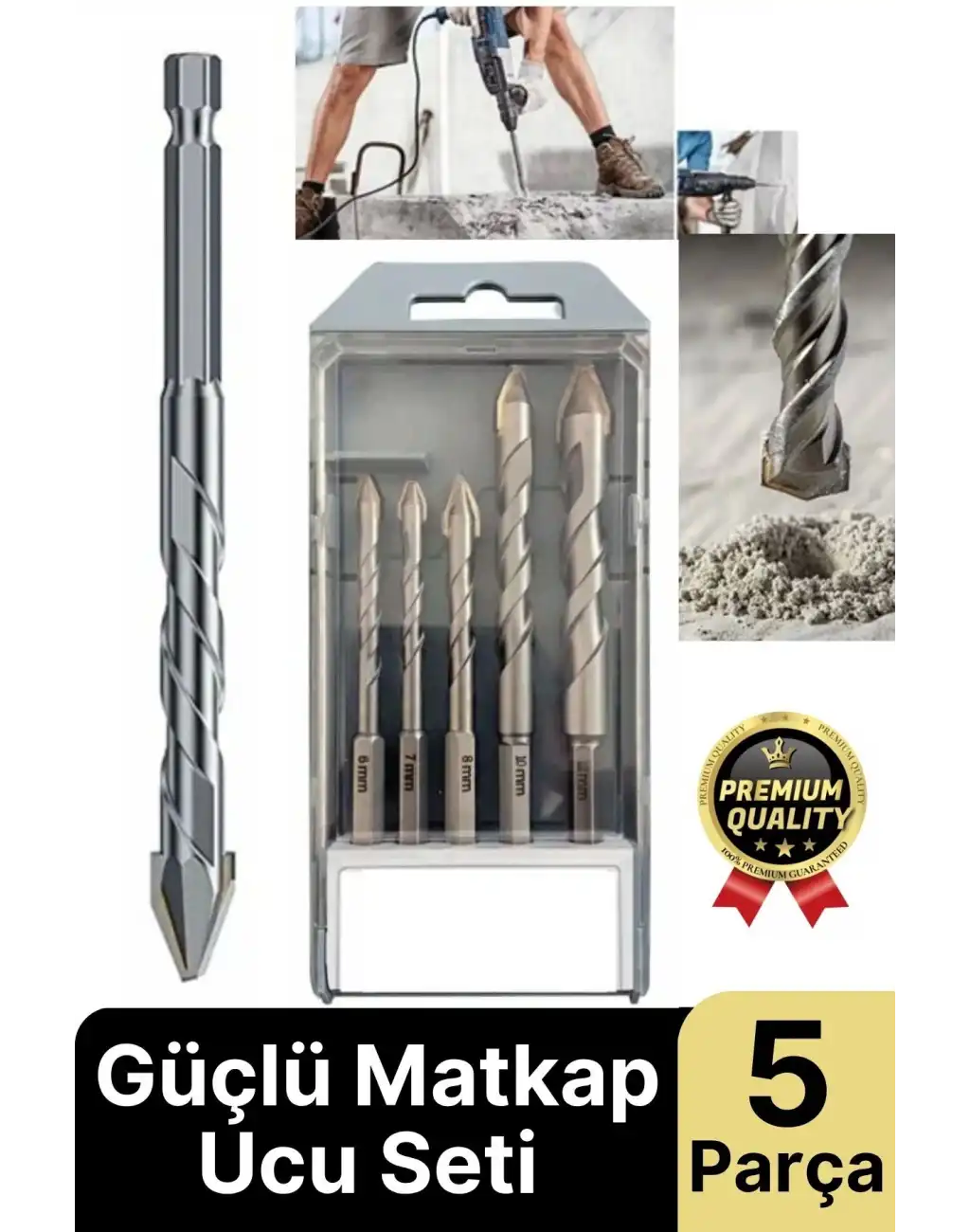 Yeni Yüksek Güçlü Kırılmaz Ahşap Metal Sac Demir Çelik Delebilen Matkap Ucu Seti 5 Parça