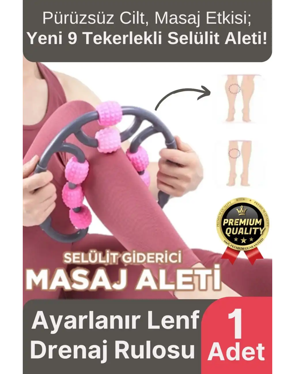 Yeni Nesil Kas Gevşetici Ayarlanabilir Roller Lenf Drenaj Rulosu 9 Tekerlekli Selülit Masaj Aleti