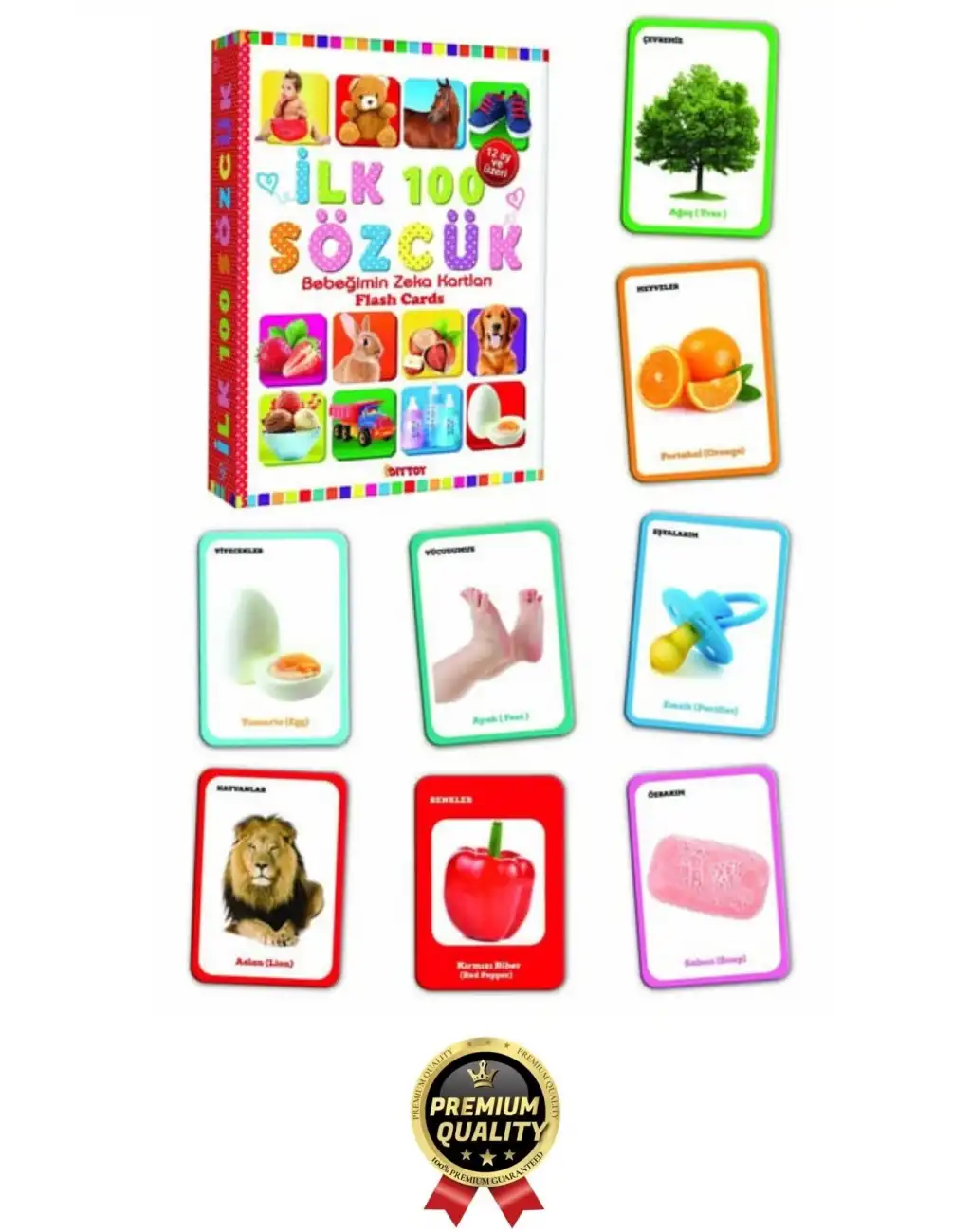 Yeni Nesil Eğitici Öğretici Odaklanma Zeka ve Dil Gelişimi Kelime Hafıza Kartları İlk 100 Sözcük