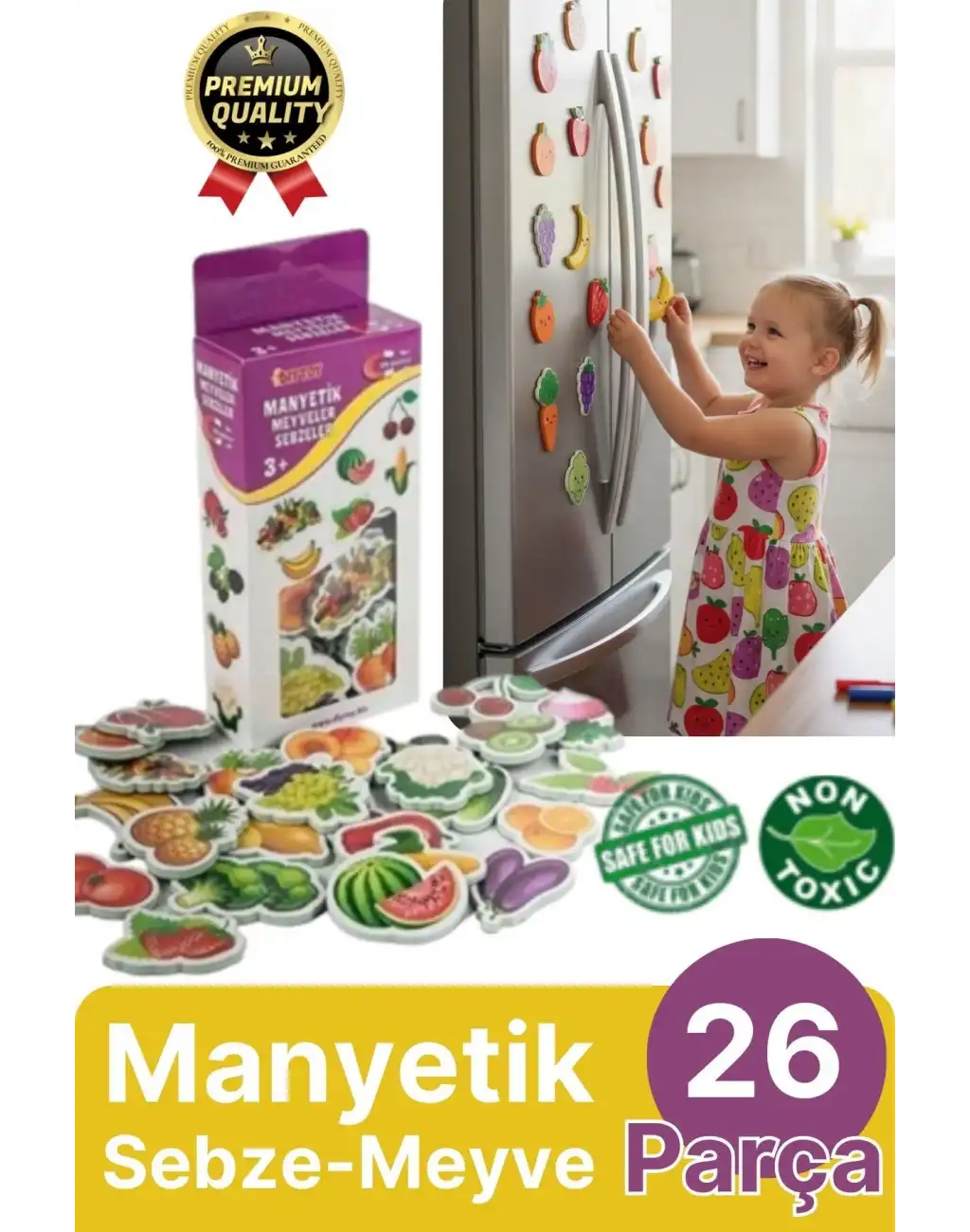 Yeni Nesil Eğlenceli Eğitici Öğretici El Göz Koordinasyonu Oyun Manyetik Sebze Ve Meyveler 26 Parça