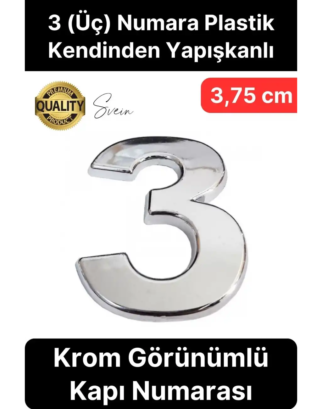 No 3 Kapı Numarası Kendinden Yapışkanlı Masa Dolap Plastik Ev Posta Kutusu Dış Mekan Daire 3,75 cm