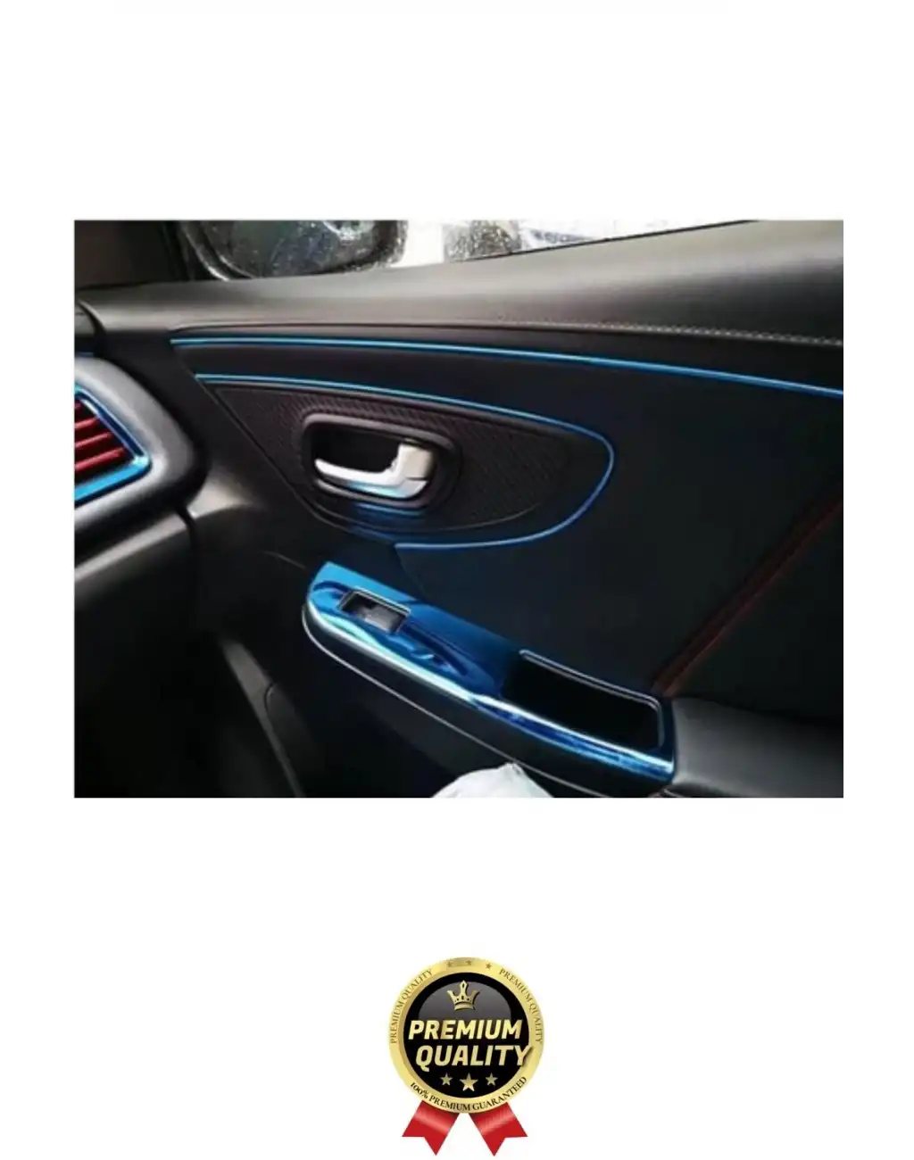 Premium Dekoratif Modern Canlı Görünüm Araç İçi Torpido Kapı Döşeme Fitili 5 Metre Mavi Trim Şeridi