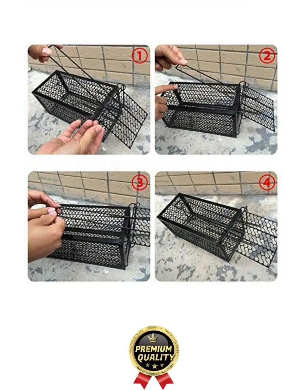 Özel Üretim Etkili Pratik Güvenli Hayvan Kemirgen Kontrolü Yaylı Otomatik Kilitli Metal Fare Kafesi