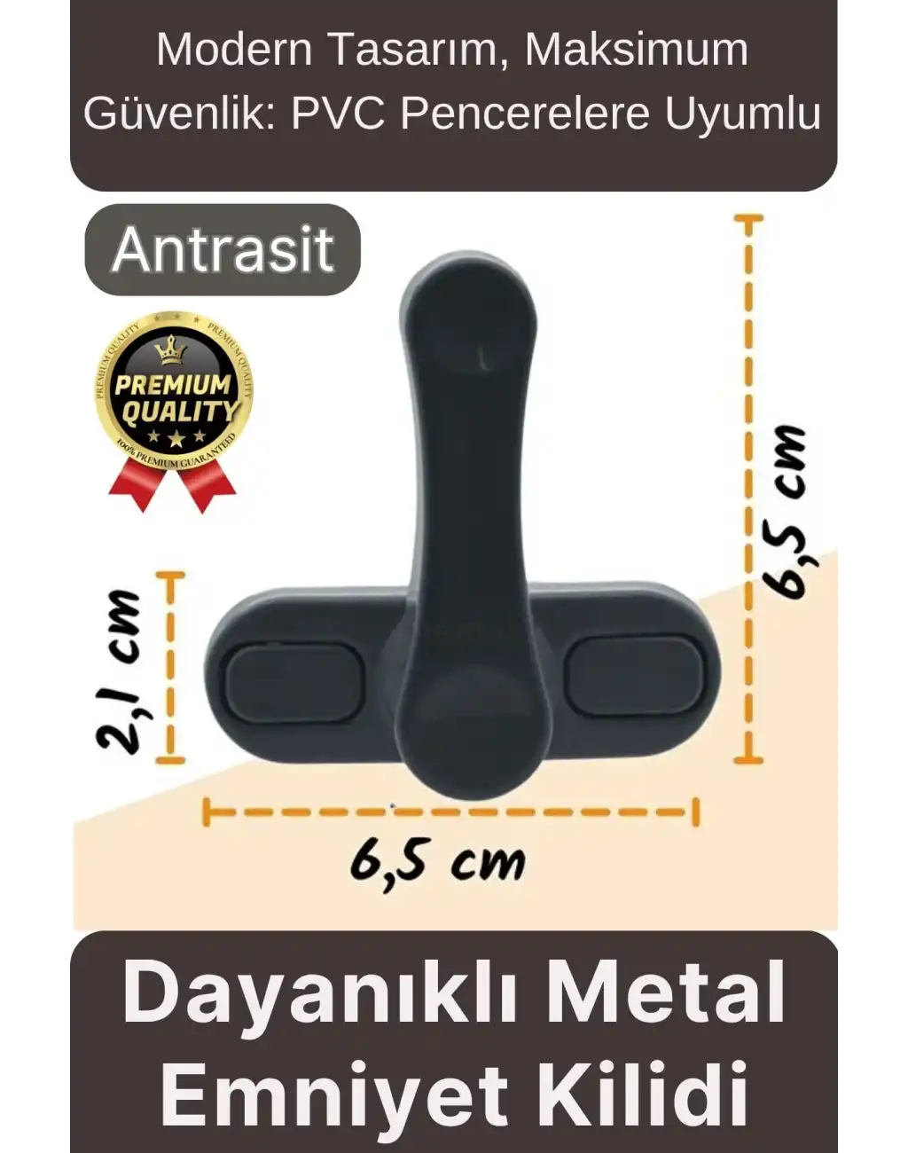 Premium Dayanıklı Koruma Antrasit Çekmeli Metal Pvc Kapı Pencere Hırsız Çocuk Emniyet Kilidi 1 Adet