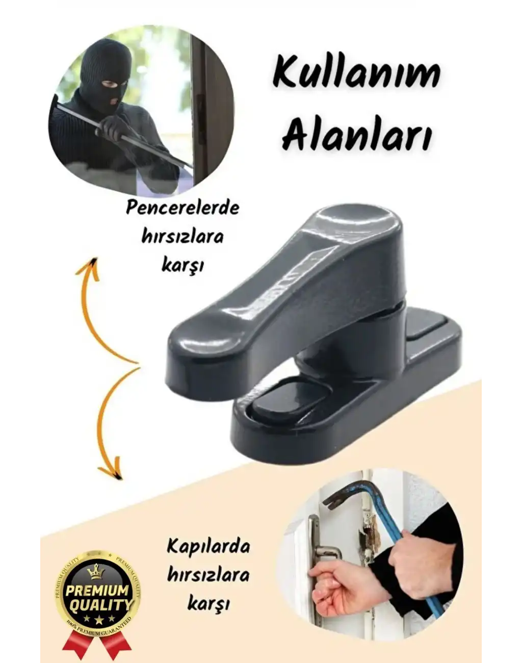 Premium Dayanıklı Koruma Antrasit Çekmeli Metal Pvc Kapı Pencere Hırsız Çocuk Emniyet Kilidi 1 Adet