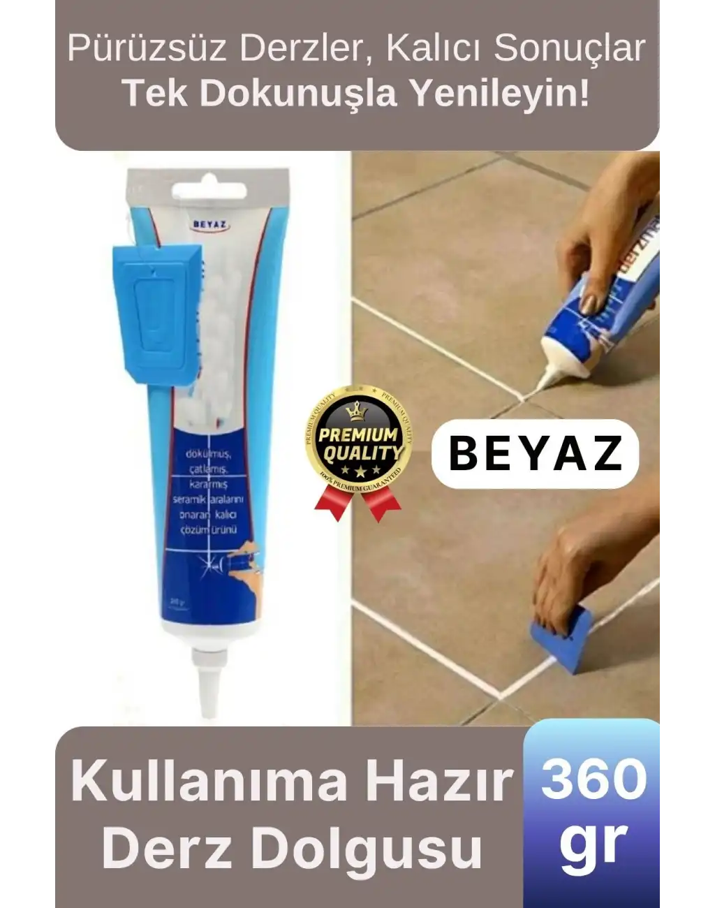 Profesyonel Kolay Kullanıma Hazır Zemin Duvar Onarma Gaga Uçlu Tüp Fayans Arası Derz Dolgu Beyaz