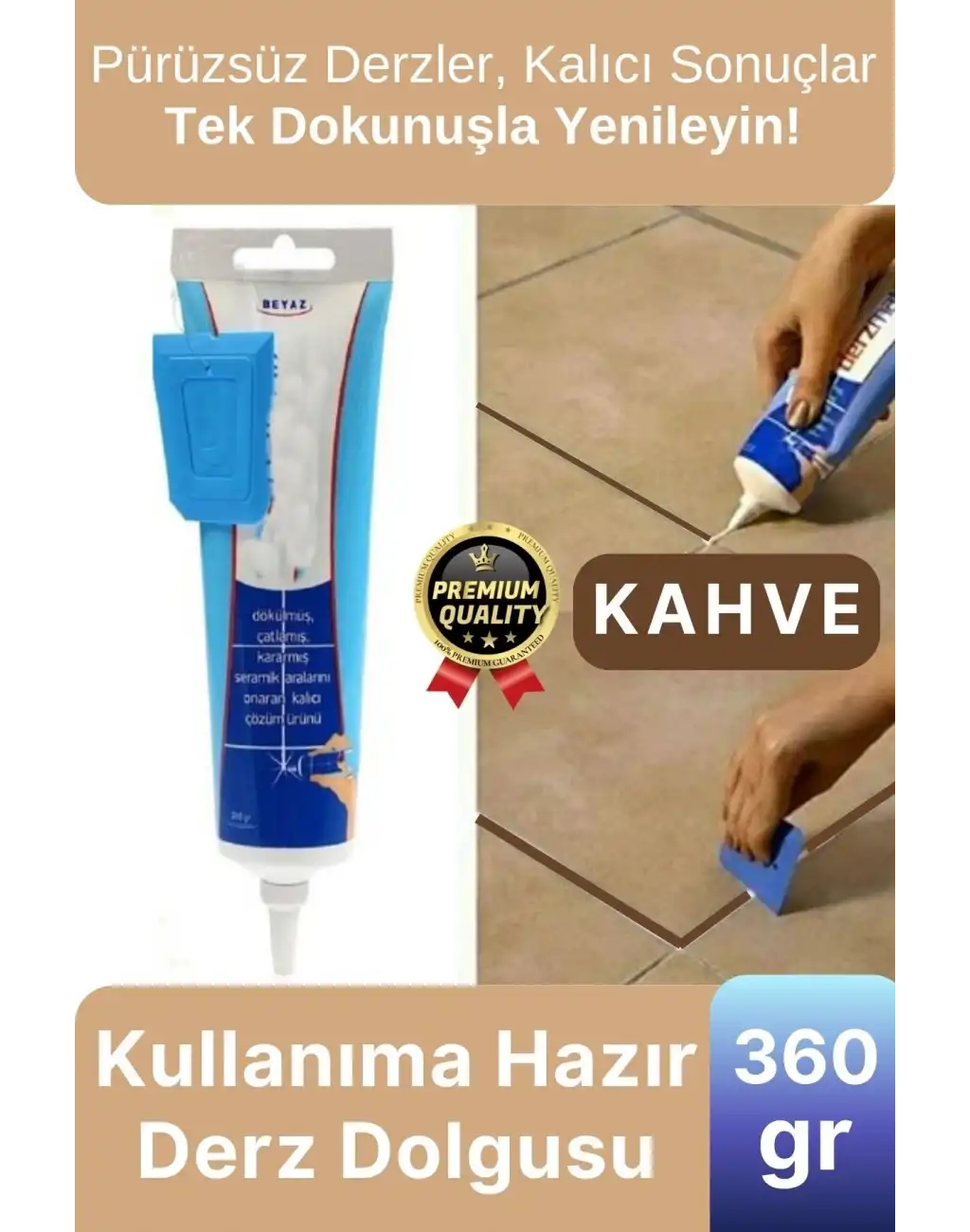 Profesyonel Kolay Kullanıma Hazır Zemin Duvar Onarma Gaga Uçlu Tüp Fayans Arası Derz Dolgu Kahve