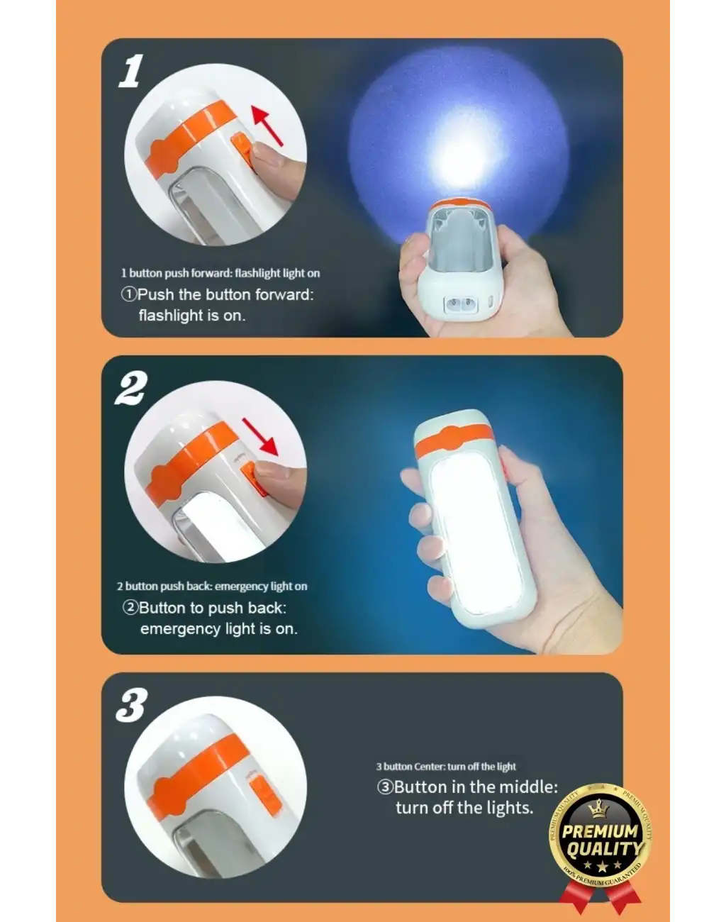 Özel Üretim Dayanıklı Güçlü Aydınlatma Taşınabilir Kamp İki Kademeli 600 mAh Şarjlı Led El Feneri