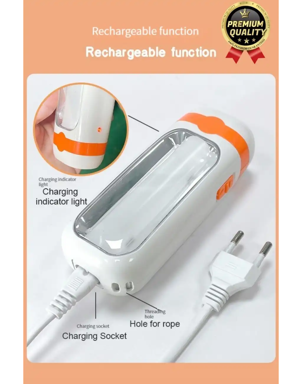 Özel Üretim Dayanıklı Güçlü Aydınlatma Taşınabilir Kamp İki Kademeli 600 mAh Şarjlı Led El Feneri