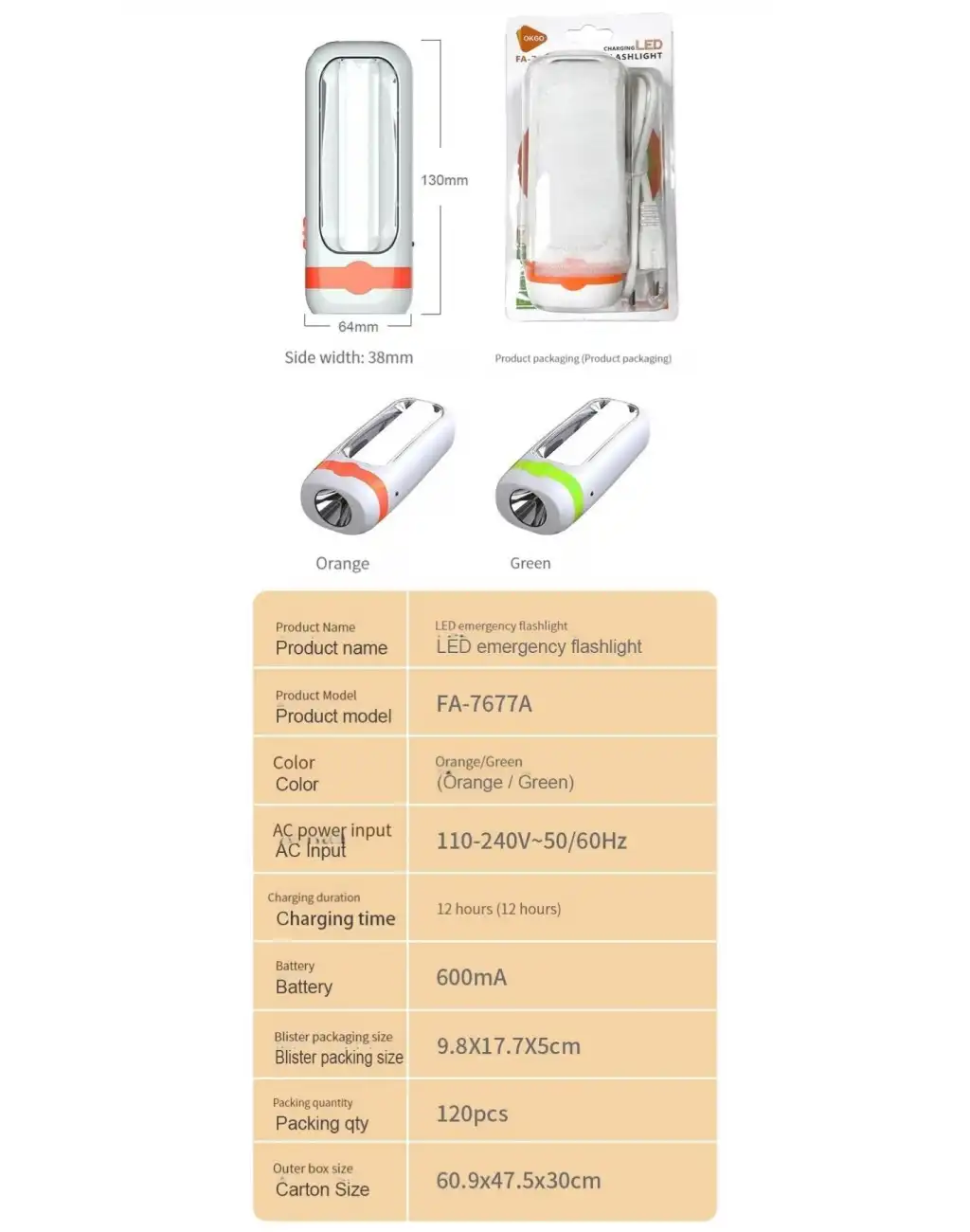Özel Üretim Dayanıklı Güçlü Aydınlatma Taşınabilir Kamp İki Kademeli 600 mAh Şarjlı Led El Feneri