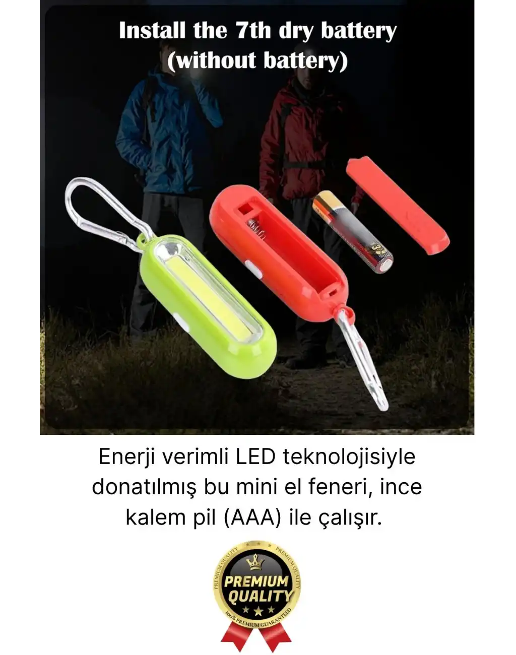 Premium Taşınabilir Kamp Okul Güçlü Işık Aydınlatma 3 Modlu Pilli Sarı Mini Led Anahtarlık El Feneri