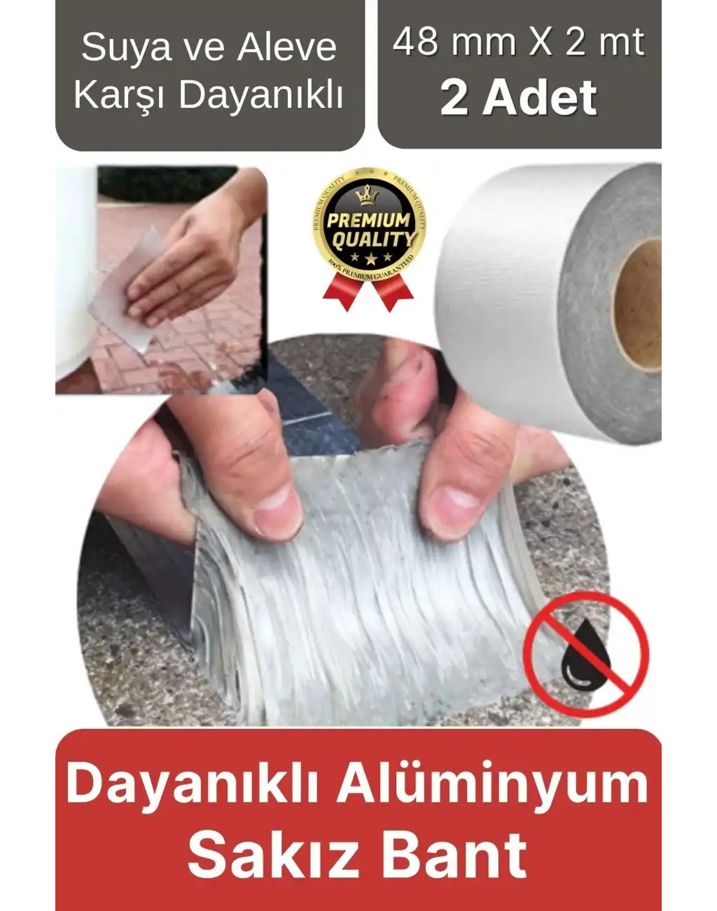 Premium Çatlak Boru Tamir Su Sızdırmaz İzolasyon Çamur Bandı Isıya Dayanıklı Sakız Bant 48 Mm X 2 Mt