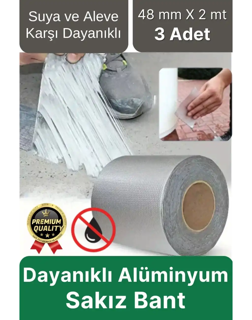 Premium Çatlak Boru Tamir İzolasyon Isıya Dayanıklı Su Sızdırmaz Çamur Bandı Sakız Bant 48 Mm X 2 Mt