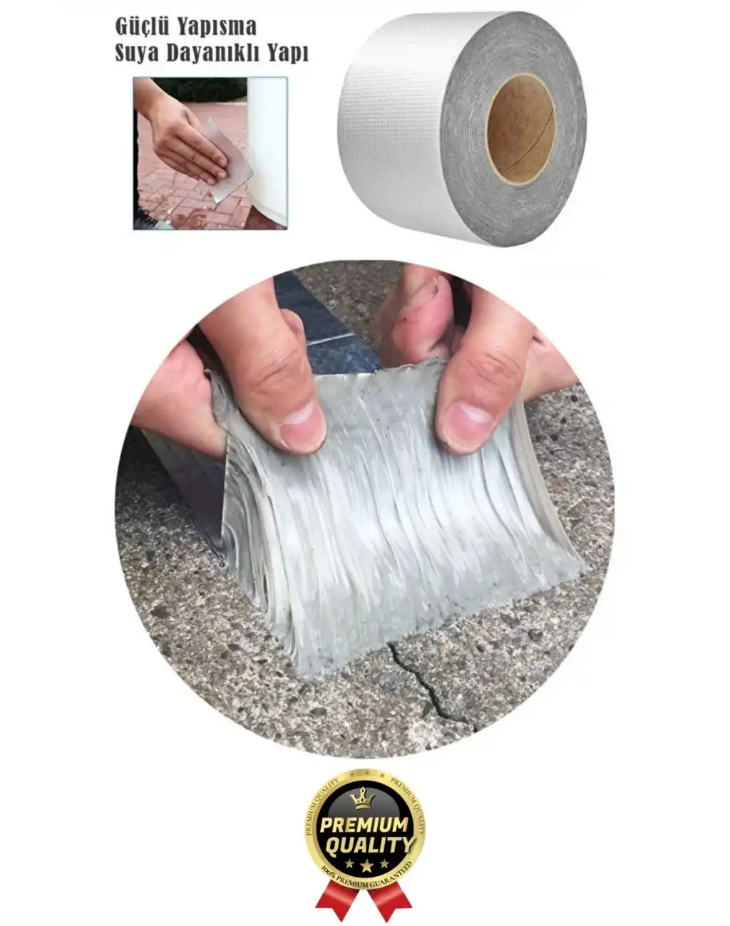 Premium Çatlak Boru Tamir İzolasyon Isıya Dayanıklı Su Sızdırmaz Çamur Bandı Sakız Bant 48 Mm X 2 Mt